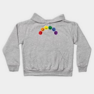 Rainbow Pride Curve Smiley Faces Kids Hoodie